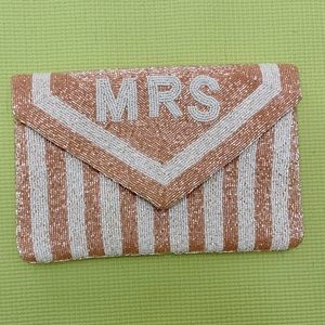 New Pink and white beaded Mrs. clutch/crossbody!